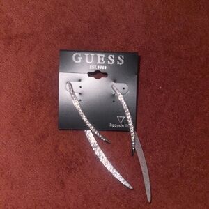 Guess Women's Silver Curved Earrings